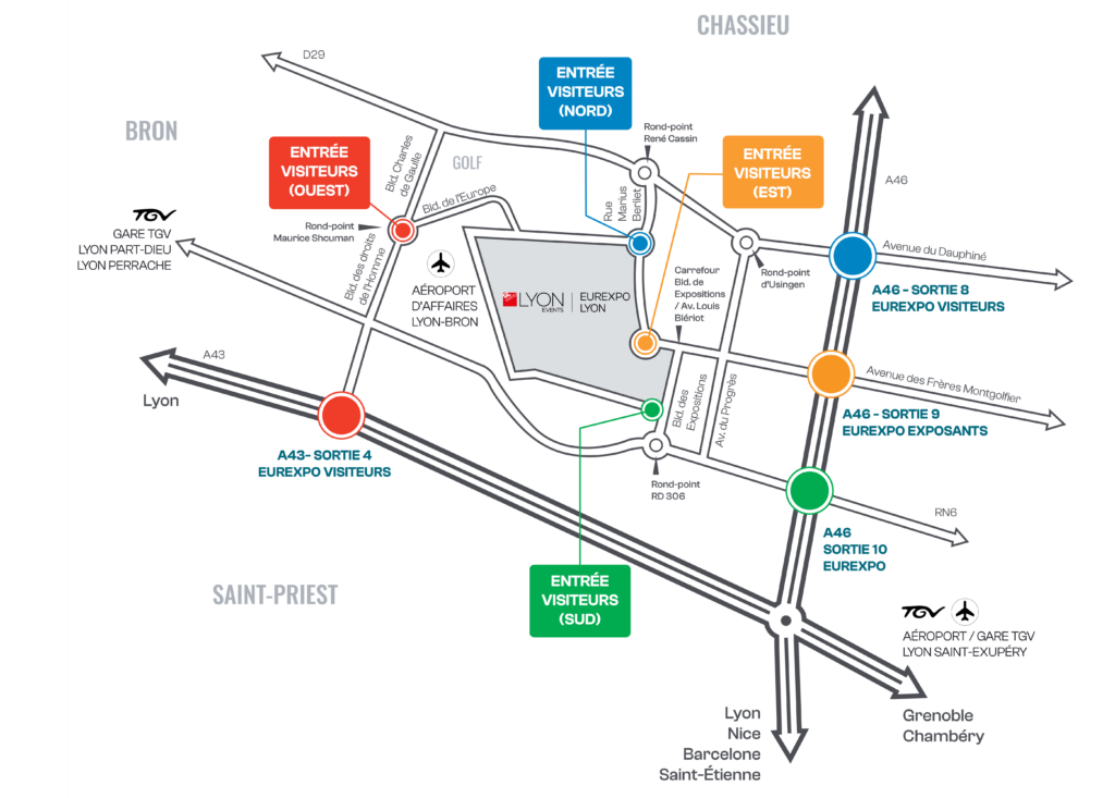 plan d'accessibilité de l'espace d'exposition eurexpo